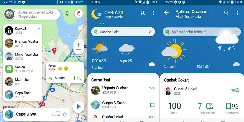 Antarmuka aplikasi CERIA33 menampilkan informasi cuaca lokal yang informatif.