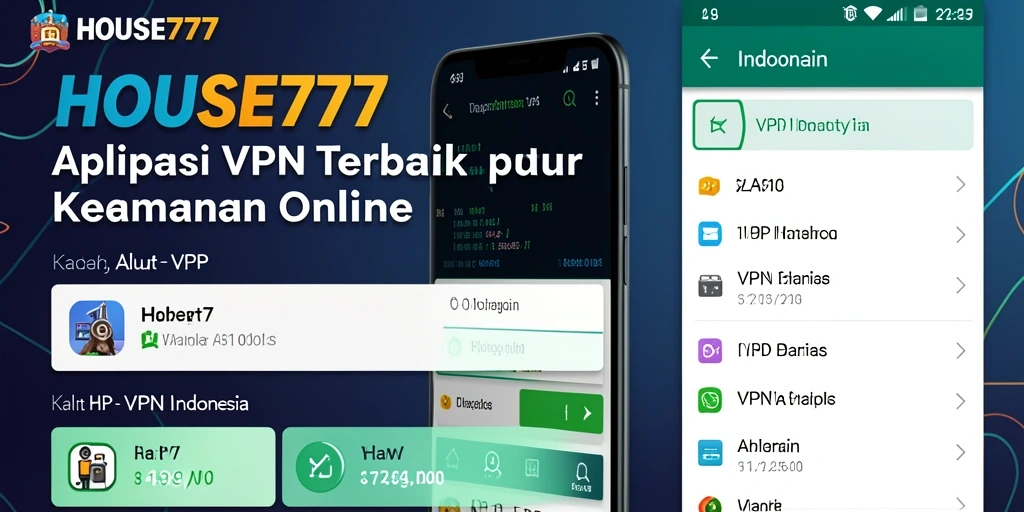 Antarmuka bersih dan fungsional dari aplikasi VPN HOUSE777.