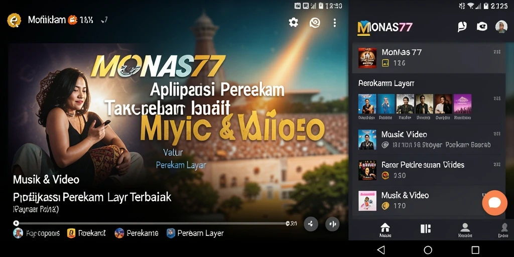 Antarmuka MONAS77 yang sederhana untuk merekam layar dengan mudah.