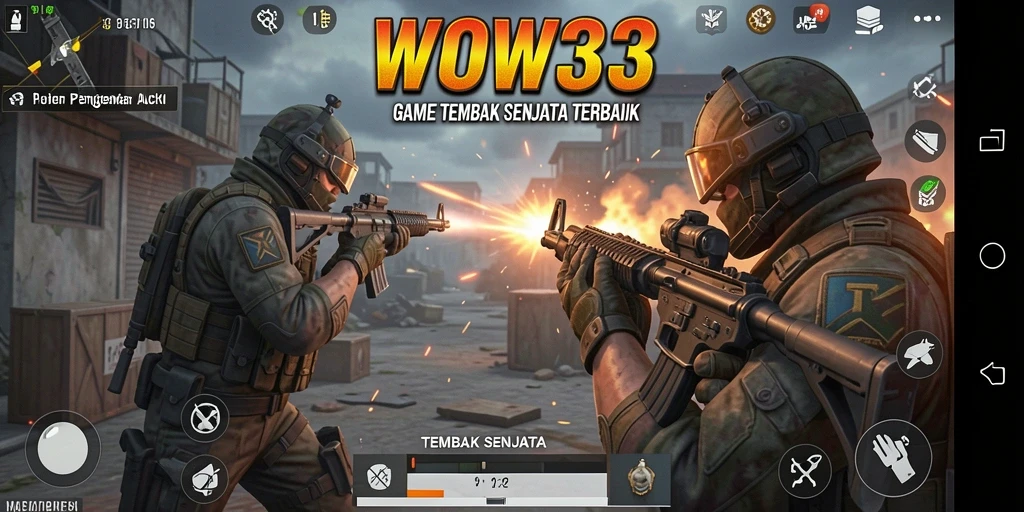 Antarmuka WOW33 menampilkan grafis dan fungsi tembak menembak yang mengesankan.