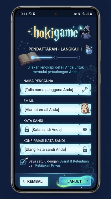 Tampilan halaman daftar hokigame
