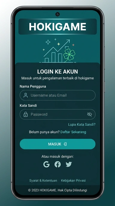 Tampilan halaman login hokigame