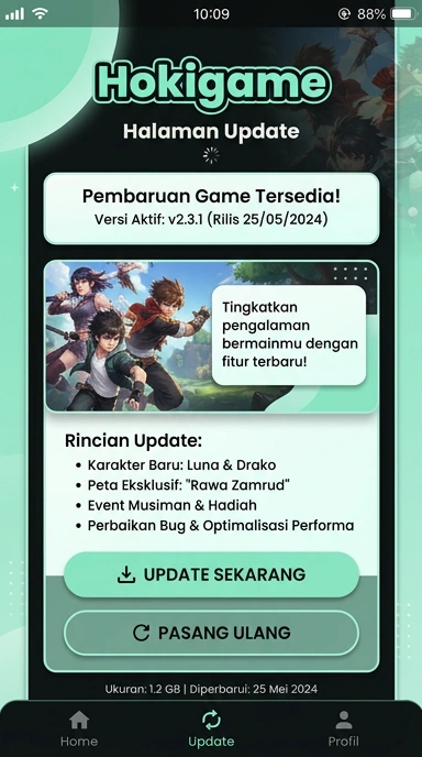 Tampilan riwayat versi hokigame